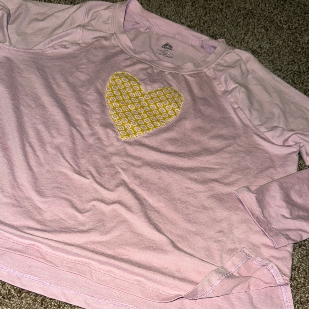 Upcycled one-of-a-kind boho chic long sleeve RBX performance T (L)